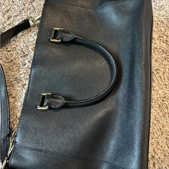 Michael Kors Black Satchel Purse Handbag with Gold Accents Tote Medium Classic - Picture 7 of 9